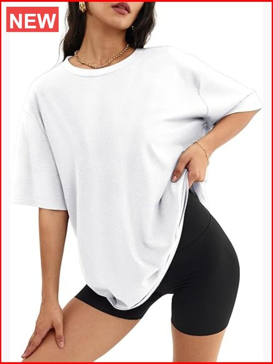 Tops - Oversized Loose Fit T-Shirt Crew Neck Short Sleeve Casual Tee